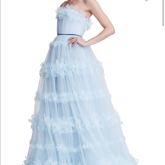 Marchesa Dresses & Skirts - Marchesa strapless blue dress worn ONCE LIKE NEW